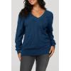 imageArachampampCloz Womens Soft V Neck Long Sleeve Casual Loose Fit Sweater TopsBlue
