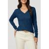 imageArachampampCloz Womens Soft V Neck Long Sleeve Casual Loose Fit Sweater TopsBlue