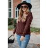 imageArachampampCloz Womens Soft V Neck Long Sleeve Casual Loose Fit Sweater TopsBrown