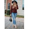 imageArachampampCloz Womens Soft V Neck Long Sleeve Casual Loose Fit Sweater TopsBrown