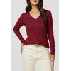 imageArachampampCloz Womens Soft V Neck Long Sleeve Casual Loose Fit Sweater TopsBurgundy