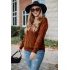 imageArachampampCloz Womens Soft V Neck Long Sleeve Casual Loose Fit Sweater TopsCaramel