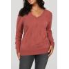 imageArachampampCloz Womens Soft V Neck Long Sleeve Casual Loose Fit Sweater TopsCoral Red