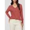 imageArachampampCloz Womens Soft V Neck Long Sleeve Casual Loose Fit Sweater TopsCoral Red