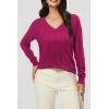 imageArachampampCloz Womens Soft V Neck Long Sleeve Casual Loose Fit Sweater TopsDark Rose