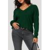 imageArachampampCloz Womens Soft V Neck Long Sleeve Casual Loose Fit Sweater TopsGreen