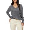 imageArachampampCloz Womens Soft V Neck Long Sleeve Casual Loose Fit Sweater TopsGrey
