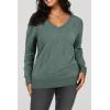 imageArachampampCloz Womens Soft V Neck Long Sleeve Casual Loose Fit Sweater TopsGrey Green