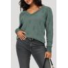 imageArachampampCloz Womens Soft V Neck Long Sleeve Casual Loose Fit Sweater TopsGrey Green