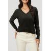 imageArachampampCloz Womens Soft V Neck Long Sleeve Casual Loose Fit Sweater TopsHeather Black