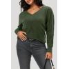 imageArachampampCloz Womens Soft V Neck Long Sleeve Casual Loose Fit Sweater TopsHeather Green