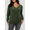 imageArachampampCloz Womens Soft V Neck Long Sleeve Casual Loose Fit Sweater TopsHeather Green