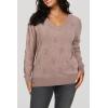 imageArachampampCloz Womens Soft V Neck Long Sleeve Casual Loose Fit Sweater TopsHeather Khaki