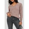imageArachampampCloz Womens Soft V Neck Long Sleeve Casual Loose Fit Sweater TopsHeather Khaki