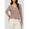 imageArachampampCloz Womens Soft V Neck Long Sleeve Casual Loose Fit Sweater TopsHeather Khaki