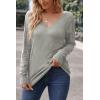 imageArachampampCloz Womens Soft V Neck Long Sleeve Casual Loose Fit Sweater TopsLight Grey