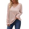 imageArachampampCloz Womens Soft V Neck Long Sleeve Casual Loose Fit Sweater TopsLight Pink02