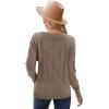 imageArachampampCloz Womens Soft V Neck Long Sleeve Casual Loose Fit Sweater TopsNutmeg
