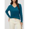 imageArachampampCloz Womens Soft V Neck Long Sleeve Casual Loose Fit Sweater TopsPeacock Blue
