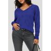 imageArachampampCloz Womens Soft V Neck Long Sleeve Casual Loose Fit Sweater TopsRoyal Blue