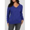 imageArachampampCloz Womens Soft V Neck Long Sleeve Casual Loose Fit Sweater TopsRoyal Blue