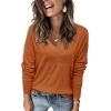 imageArachampampCloz Womens Soft V Neck Long Sleeve Casual Loose Fit Sweater TopsRust