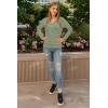 imageArachampampCloz Womens Soft V Neck Long Sleeve Casual Loose Fit Sweater TopsSage Green