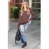 imageArachampampCloz Womens Soft V Neck Long Sleeve Casual Loose Fit Sweater TopsStriped Brown White