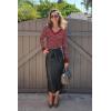imageArachampampCloz Womens Soft V Neck Long Sleeve Casual Loose Fit Sweater TopsStriped Dark Red White