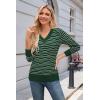 imageArachampampCloz Womens Soft V Neck Long Sleeve Casual Loose Fit Sweater TopsStriped Green White