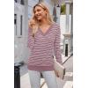 imageArachampampCloz Womens Soft V Neck Long Sleeve Casual Loose Fit Sweater TopsStriped Grey Purple White