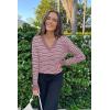 imageArachampampCloz Womens Soft V Neck Long Sleeve Casual Loose Fit Sweater TopsStriped Grey Purple White