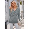 imageArachampampCloz Womens Soft V Neck Long Sleeve Casual Loose Fit Sweater TopsStriped Grey White