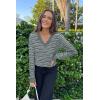 imageArachampampCloz Womens Soft V Neck Long Sleeve Casual Loose Fit Sweater TopsStriped Grey White