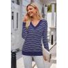 imageArachampampCloz Womens Soft V Neck Long Sleeve Casual Loose Fit Sweater TopsStriped Navy White