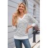 imageArachampampCloz Womens Soft V Neck Long Sleeve Casual Loose Fit Sweater TopsStriped White Black