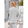 imageArachampampCloz Womens Soft V Neck Long Sleeve Casual Loose Fit Sweater TopsStriped White Black