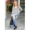 imageArachampampCloz Womens Soft V Neck Long Sleeve Casual Loose Fit Sweater TopsStriped White Black