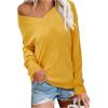 imageArachampampCloz Womens Soft V Neck Long Sleeve Casual Loose Fit Sweater TopsYellow