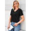 imageArachampampCloz Womens Wool Blend Summer Tops Lightweight Business Casual BlousesBlack
