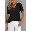 imageArachampampCloz Womens Wool Blend Summer Tops Lightweight Business Casual BlousesBlack
