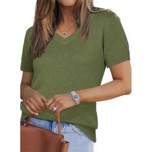 imageArachampampCloz Womens Wool Blend Summer Tops Lightweight Business Casual BlousesArmy Green