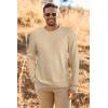 imageArachampampCloz Mens Wool Blend Loose Fit Sweater Ultra Soft 2025 Spring Bottoming Crewneck Fashion PulloverApricot