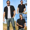 imageArachampampCloz Mens Wool Blended Button Down Shirt Short Sleeve Knit 2025 Summer Fashion Dress Shirts Casual Business GolfBlack