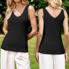 imageArachampampCloz Womens Non See Through Double VNeck Summer Casual Tanks 2025Black