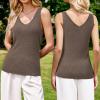 imageArachampampCloz Womens Non See Through Double VNeck Summer Casual Tanks 2025Coffee