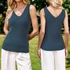 imageArachampampCloz Womens Non See Through Double VNeck Summer Casual Tanks 2025Dark Blue