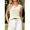 imageArachampampCloz Womens Non See Through Double VNeck Summer Casual Tanks 2025Offwhite Cream
