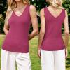 imageArachampampCloz Womens Non See Through Double VNeck Summer Casual Tanks 2025Rose Red