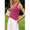 imageArachampampCloz Womens Non See Through Double VNeck Summer Casual Tanks 2025Rose Red